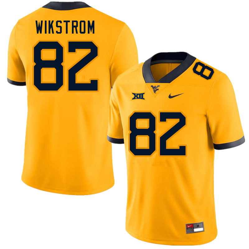 Men #82 Victor Wikstrom West Virginia Mountaineers College Football Jerseys Sale-Gold